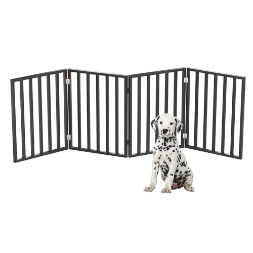 0196593381784 - PETMAKER INDOOR PET GATE - 4-PANEL FOLDING DOG GATE FOR STAIRS OR DOORWAYS - 72X24-INCH FREESTANDING PET FENCE FOR CATS AND DOGS (BLACK)