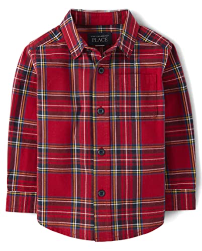 0196733025578 - THE CHILDRENS PLACE BABY AND TODDLER BOYS LONG SLEEVE BUTTON DOWN SHIRT,CLASSIC RED TARTAN,4T