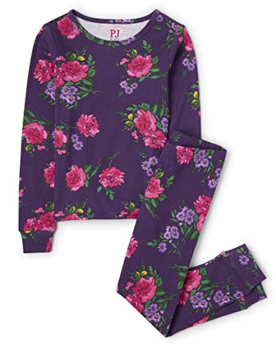 0196733059214 - THE CHILDRENS PLACE 2 PC FAMILY MATCHING PAJAMAS SETS, SNUG FIT 100% COTTON, BIG KID, TODDLER, BABY, GRAPE FLORAL, 8