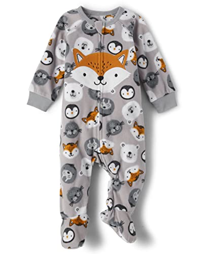 0196733061958 - THE CHILDRENS PLACE BABY AND TODDLER FLEECE ZIP-FRONT ONE PIECE FOOTED PAJAMA, GRAY FOX, 18-24 MONTHS