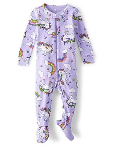 0196733208711 - THE CHILDRENS PLACE BABY GIRLS AND TODDLER LONG SLEEVE 100% COTTON ZIP-FRONT ONE PIECE FOOTED PAJAMA, 0-3 MONTHS PURPLE