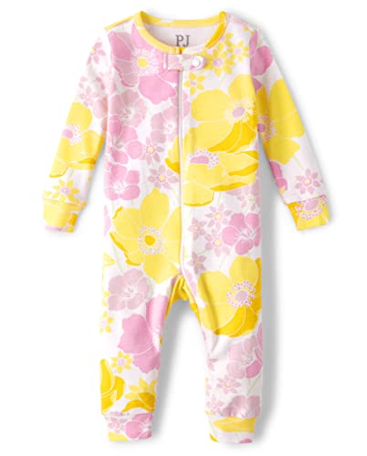 0196733210073 - THE CHILDRENS PLACE BABY GIRLS AND TODDLER LONG SLEEVE 100% COTTON ZIP-FRONT ONE PIECE PAJAMA, LT BUBBLEGUM, 12-18 MONTHS
