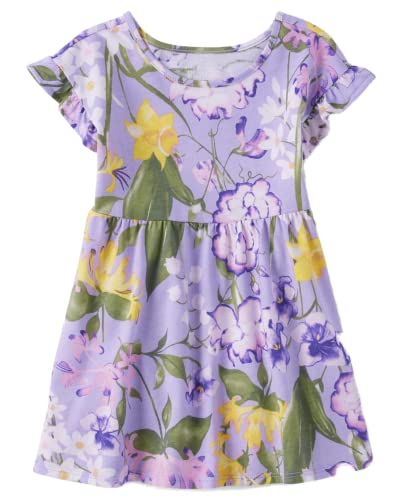 0196733227064 - THE CHILDRENS PLACE BABY TODDLER GIRLS SHORT SLEEVE CASUAL DRESSES, FLOWER PURPLE, 4T