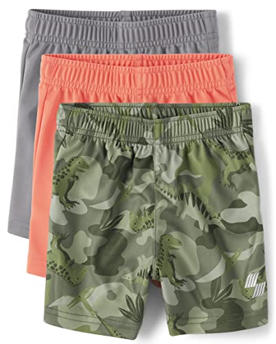0196733276246 - THE CHILDRENS PLACE,AND TODDLER BOYS BASKETBALL SHORTS,BABY-BOYS,DINO CAMO/LIGHT ORANGE/GREY,6-9 MONTHS