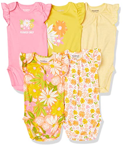 0196733439269 - THE CHILDRENS PLACE BABY GIRLS BODYSUITS 5-PACK, ALLIE DITSY_WHITE | AMANDA FLORAL_SUN GLOW | FLEUR PINK | TANSY YELLOW | TEENY STRIPE_TANSY YELLOW