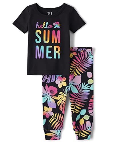 0196733444119 - THE CHILDRENS PLACE BABY GIRLS SHORT SLEEVE TOP AND PANTS 2 PIECE PAJAMA SETS, HELLLO SUMMER, 6-9 MONTHS