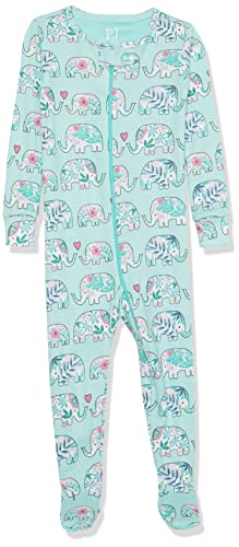 0196733444720 - THE CHILDRENS PLACE BABY GIRLS SHORT SLEEVE ONE PIECE FOOTLESS PAJAMAS, SEAFROST