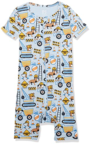 0196733447929 - THE CHILDRENS PLACE BABY BOYS SHORT SLEEVE 100% COTTON ZIP-FRONT ONE PIECE FOOTLESS PAJAMAS, CONSTRUCTION DOG, 18-24 MONTHS