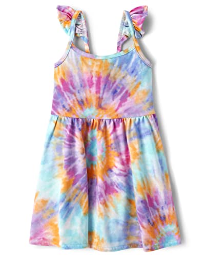 0196733472778 - THE CHILDRENS PLACE BABY TODDLER GIRLS STRAPPY FLUTTER DRESS, TIE DYE, 4T
