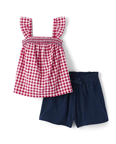 0196733474611 - THE CHILDRENS PLACE BABY TODDLER GIRLS SLEEVESS TANK TOP AND SHORTS, 2 PC SET, RED GING, 3T