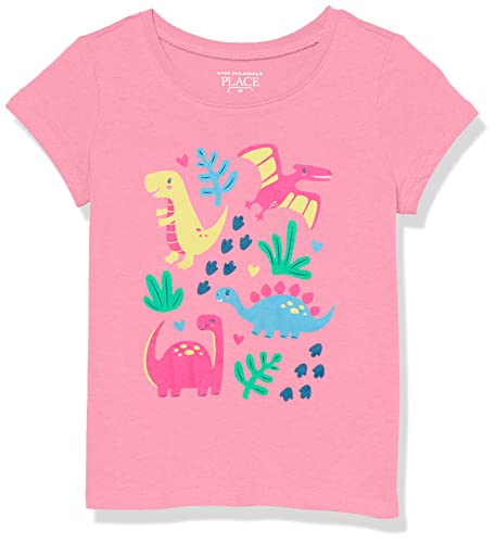 0196733480872 - THE CHILDRENS PLACE BABY TODDLER GIRLS SHORT SLEEVE GRAPHIC T-SHIRT, PINK DINOS, 3T