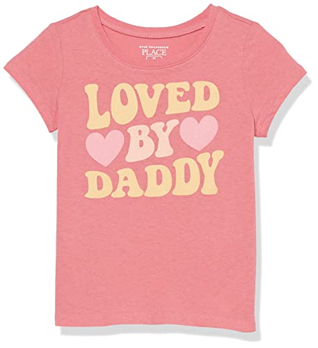 0196733481497 - THE CHILDRENS PLACE BABY TODDLER GIRLS SHORT SLEEVE GRAPHIC T-SHIRT, LOVED BY DADDY, 12-18 MONTHS