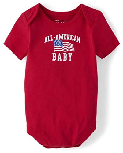 0196733498181 - THE CHILDRENS PLACE SHORT SLEEVE GRAPHIC BODYSUIT, ALL AMERICAN BABY, 12-18 MONTHS