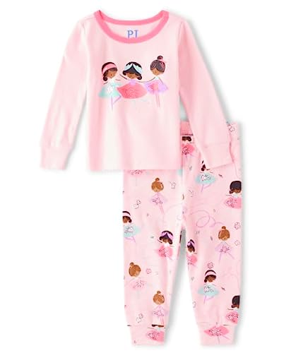 0196733589254 - THE CHILDRENS PLACE BABY TODDLER LONG SLEEVE TOP AND PANTS SNUG FIT 100% COTTON 2 PIECE PAJAMA SET, BALLET GIRLS