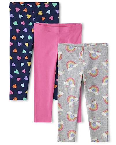0196733595460 - THE CHILDRENS PLACE BABY GIRLS AND TODDLER LEGGINGS 3-PACK, RAINBOW HEARTS, 4T