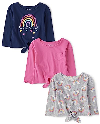 0196733597136 - THE CHILDRENS PLACE BABY TODDLER GIRL LONG SLEEVE SHIRTS 3-PACK, RAINBOW 3 PACK, 18-24 MONTHS