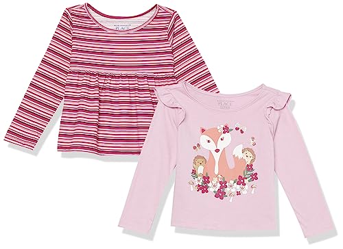 0196733612488 - THE CHILDRENS PLACE BABY TODDLER GIRL LONG SLEEVE FASHION SHIRTS 2-PACK, FALL VARIEGATED STRIPE_MAGIC POTION | LILAC DUST, 3T