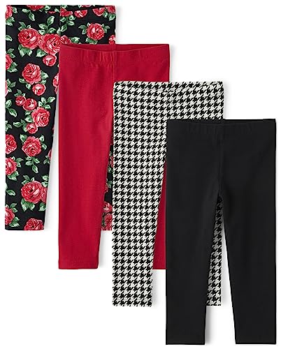 0196733618633 - THE CHILDRENS PLACE BABY GIRLS AND TODDLER LEGGINGS 4-PACK, BLACK | CLASSIC RED | LARGE ROSES_BLACK | ROCKER PLAID_SIMPLY WHITE | SCATTERED POLKA DOT_CLASSIC RED_BLACK, 18-24 MONTHS