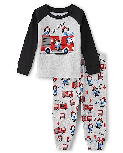 0196733620902 - THE CHILDRENS PLACE BABY BOYS AND TODDLER LONG SLEEVE TOP AND PANTS SNUG FIT 100% COTTON 2 PIECE PAJAMA SET, FIRE DOGS