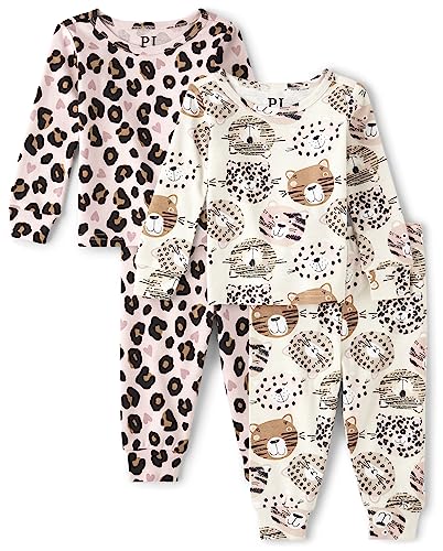 0196733621305 - THE CHILDRENS PLACE GIRLS AND TODDLER LONG SLEEVE TOP AND PANTS SNUG FIT 100% COTTON 4 PIECE PAJAMA SET, CAT FACES/LITTLE LAMB-BABY
