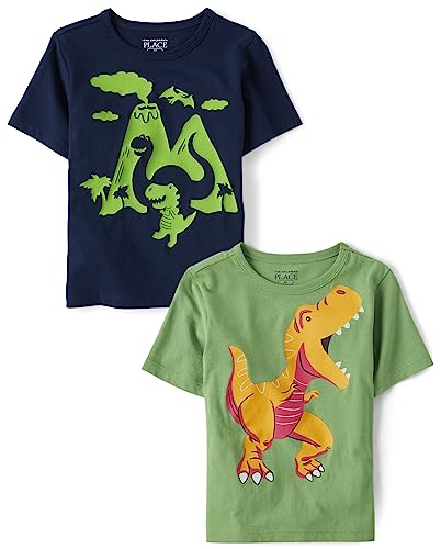 0196733641877 - THE CHILDRENS PLACE BABY-BOYS AND TODDLER BOYS SHORT SLEEVE GRAPHIC T-SHIRT 2-PACK GREEN DINO/T-REX 18-24 MONTHS
