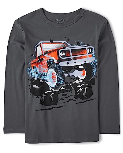 0196733644663 - THE CHILDRENS PLACE BOYS LONG SLEEVE VEHICLE GRAPHIC T-SHIRT, RED TRUCK, MEDIUM