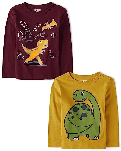0196733663145 - THE CHILDRENS PLACE BABY-BOYS AND TODDLER BOYS LONG SLEEVE GRAPHIC T-SHIRT 2-PACK T-REX/GREEN DINO 12-18 MONTHS