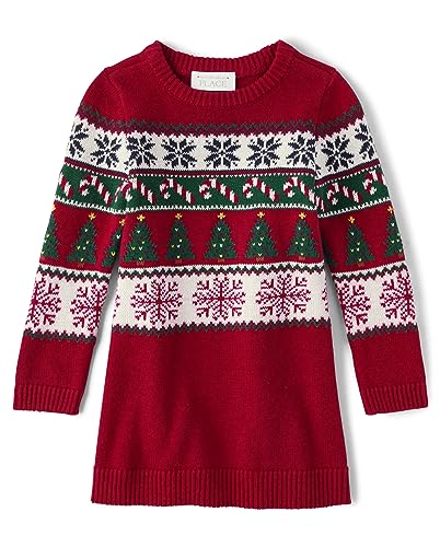 0196733877900 - THE CHILDRENS PLACE BABY GIRLS AND TODDLER SWEATER DRESS, HOLIDAY TREE, 6-9 MONTHS