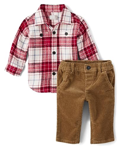 0196733898813 - THE CHILDRENS PLACE BABY BOYS AND NEWBORN JOGGER BOTTOMS, GREEN PLAID 2 PACK, 3-6 MONTHS