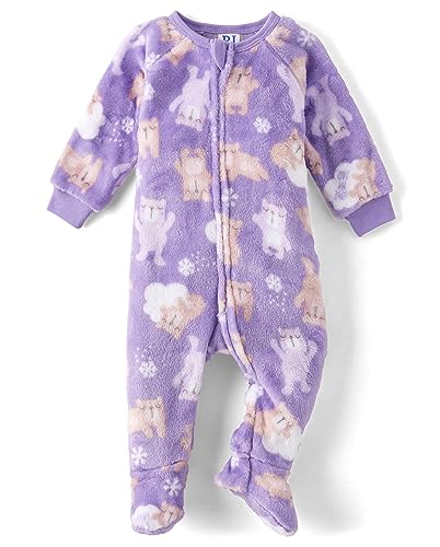 0196733919402 - THE CHILDRENS PLACE BABY GIRLS AND TODDLER FLEECE ZIP-FRONT ONE PIECE FOOTED PAJAMA, LOVELY LAVENDAR BEAR, 4T
