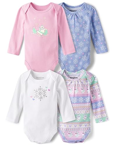 0196733921481 - THE CHILDRENS PLACE BABY GIRLS AND NEWBORN LONG SLEEVE BODYSUITS 4-PACK PINK