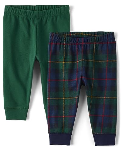 0196733925946 - THE CHILDRENS PLACE BABY BOYS AND NEWBORN JOGGER BOTTOMS 2-PACK, GREEN PLAID