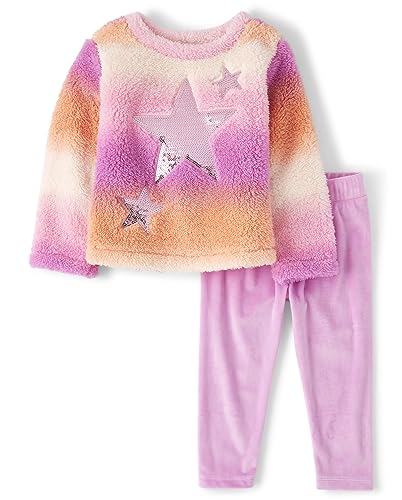 0196733944565 - THE CHILDRENS PLACE BABY GIRLS AND TODDLER 2 PIECE OUTFIT, LONG SLEEVE TOP AND PANT ACTIVE PLAYWEAR SET, PINK VALENTINE, 12-18 MONTHS