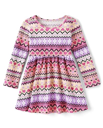 0196733945616 - THE CHILDRENS PLACE BABY GIRLS AND TODDLER LONG SLEEVE FASHION DRESS, VALENTINE HEARTS, 3T