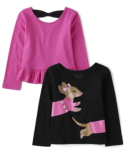 0196733948020 - THE CHILDRENS PLACE BABY TODDLER GIRL LONG SLEEVE FASHION SHIRTS 2-PACK BLACK