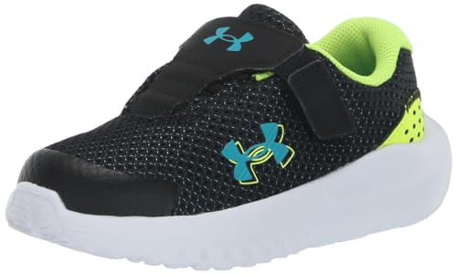 0196885865350 - UNDER ARMOUR BABY BOYS INFANT SURGE 4 ALTERNATE CLOSURE RUNNING SHOE, BLACK/HIGH VIS YELLOW/CIRCUIT TEAL, 5