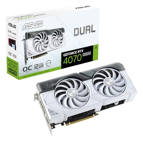 0197105452503 - ASUS DUAL GEFORCE RTX™ 4070 SUPER WHITE OC EDITION (PCIE 4.0, 12GB GDDR6X, DLSS 3, HDMI 2.1A, DISPLAYPORT 1.4A, 2.56-SLOT DESIGN, AXIAL-TECH FAN DESIGN, AUTO-EXTREME TECHNOLOGY, AND MORE)