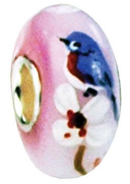 0019727632180 - FENTON ART GLASS BLUE BIRD ON DOGWOOD - HANDMADE LAMPWORK GLASS USA MADE WILLIAMSTOWN, WEST VIRGINIA