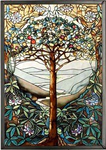 0019727638335 - MI HUMMEL/GLASSMASTERS 9-1/4 BY 13-1/4-INCH TREE OF LIFE STAINED GLASS PANEL