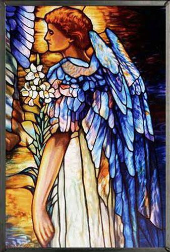 0019727638342 - MI HUMMEL/GLASSMASTERS 8-1/2 BY 12-INCH RESURRECTION ANGEL STAINED GLASS PANEL