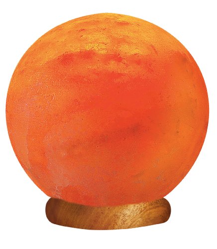0197335014519 - WBM HIMALAYAN LIGHT # 1451 GLOBE HAND CARVED NATURAL AIR PURIFYING HIMALAYAN SALT LAMP WITH NEEM WOOD BASE, BULB AND DIMMER SWITCH