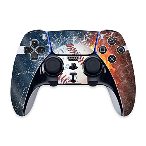 0197560058715 - MIGHTYSKINS GLOSSY GLITTER SKIN COMPATIBLE WITH PS5 DUALSENSE EDGE CONTROLLER - BASEBALL FIRE | PROTECTIVE, DURABLE HIGH-GLOSS GLITTER FINISH | EASY TO APPLY & CHANGE STYLES | MADE IN THE USA
