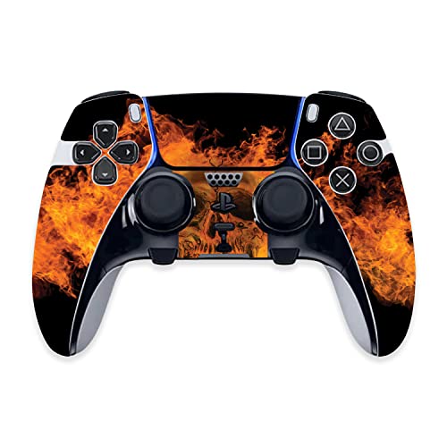 0197560065669 - MIGHTYSKINS SKIN COMPATIBLE WITH PS5 DUALSENSE EDGE CONTROLLER - FIRE SKULL | PROTECTIVE, DURABLE, AND UNIQUE VINYL DECAL WRAP COVER | EASY TO APPLY & CHANGE STYLES | MADE IN THE USA