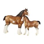 0019756014872 - CLYDESDALE MARE AND FOAL FIGURINE