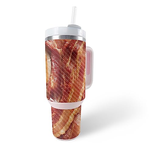 0197560503321 - MIGHTYSKINS CARBON FIBER SKIN COMPATIBLE WITH STANLEY THE QUENCHER H2.0 FLOWSTATE 40 OZ TUMBLER - CRISPY BACON | PROTECTIVE, DURABLE TEXTURED CARBON FIBER FINISH | EASY TO APPLY