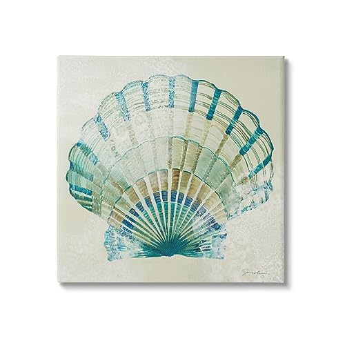 0197658766409 - STUPELL INDUSTRIES MUTED BLUE CLAM SHELL CANVAS WALL ART DESIGN BY LIZ JARDINE