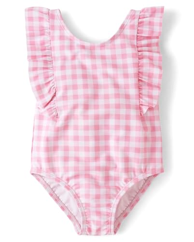 0197710042151 - THE CHILDRENS PLACE BABY GIRLS STANDARD AND TODDLER ONE PIECE SWIMSUIT, PINK GINGHAM RUFFLE, 3T