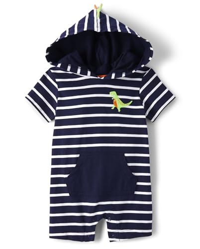 0197710261323 - THE CHILDRENS PLACE BABY BOYS AND NEWBORN SHORT SLEEVE ROMPER, DINO HOODIE