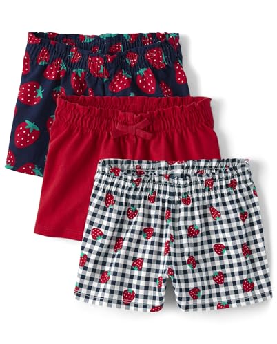 0197710287163 - THE CHILDRENS PLACE BABY TODDLER GIRLS PAPER BAG SHORTS, STRAWBERRY GINGHAM 3-PACK