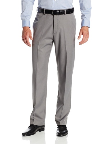 0019781041546 - HAGGAR MEN'S COOL 18 CLASSIC FIT PLAIN FRONT MINI HOUNDSTOOTH FANCY PANT, SILVER, 44X32